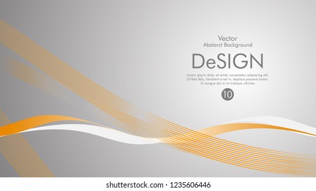 Vector abstract background with orange wavy lines. with a gray background