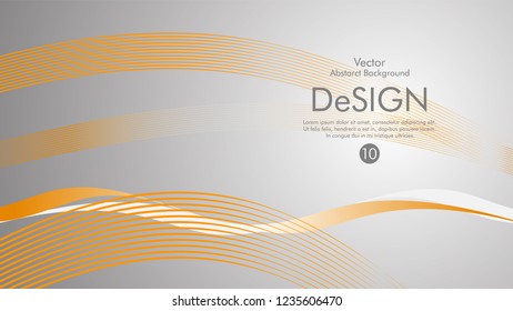 Vector abstract background with orange wavy lines. with a gray background
