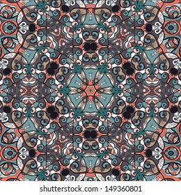 Vector abstract background in oriental style. Abstract seamless orient-inspired pattern mixed colors round design