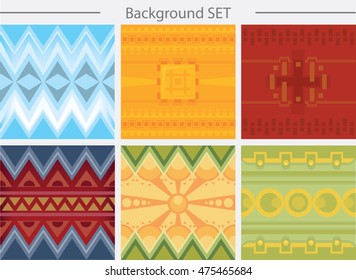Vector abstract background ornament set. Mexico, Indian style