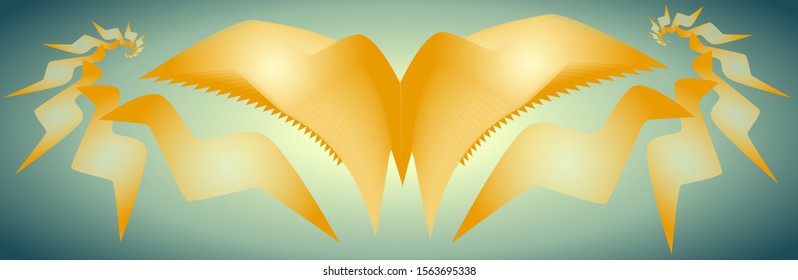 Vector abstract background with ornament and wings