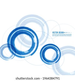 Vector abstract background with overlapping circles. Round banner with empty space for text. Science and technology concept.