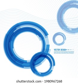 Vector abstract background with overlapping circles. Round banner with empty space for text. Science and technology concept.