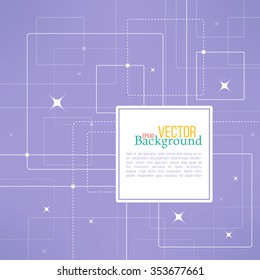 Vector abstract background with overlapping squares and dots. Chaotic moovement. Square banner. Science and connection concept.