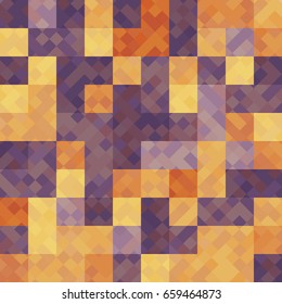 Vector abstract background. Overlapping transparent squares of orange and purple color