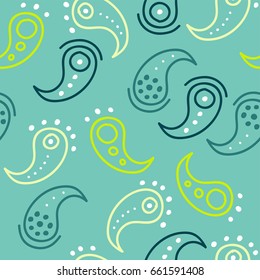 vector abstract background with paisley  seamless pattern.