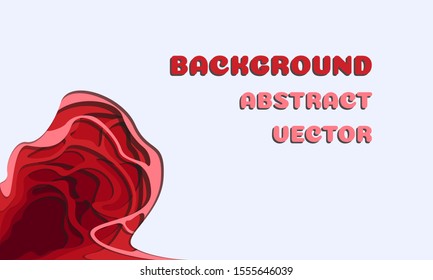 Vector abstract background in paper art style. Simple, without small details, red shades and light, pale, white, snowy primary color. Suitable for sites, banners, social networks.