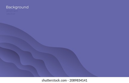 Vector abstract background in paper art style. Concept of waves background in color of the year 2022, very peri. Design template for web banner, sites, social networks. Copy space.