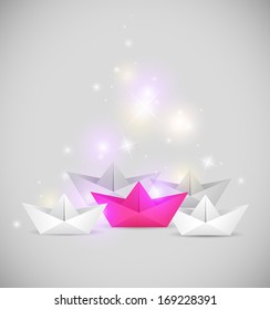Vector abstract  background with paper boats