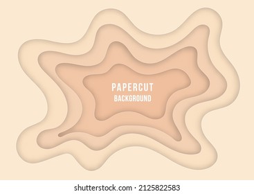 Vector Abstract Background in Paper cut shape . Abstract paper art earth tone style.