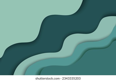 vector abstract background in paper cut style with green colors for web design 