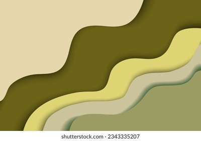 vector abstract background in paper cut style with green colors for web design