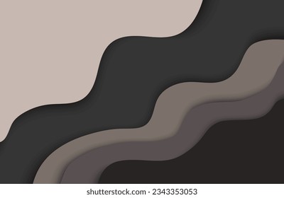 vector abstract background in paper cut style with gray and black colors for web design