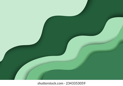 vector abstract background in paper cut style with green colors for web design
