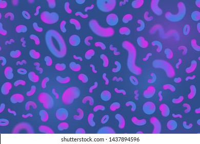 Vector abstract background of particles, geometric shapes, illusion 3d depth of field