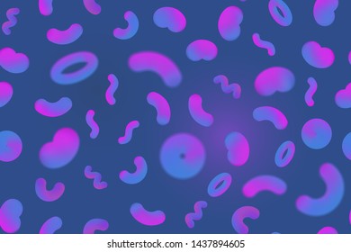 Vector abstract background of particles, geometric shapes, illusion 3d depth of field