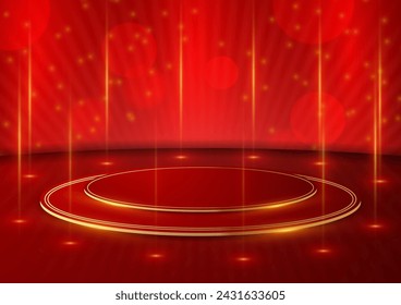 Vector abstract background with pedestal with light effects