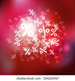 Vector abstract background with percents. Percentage concept illustration. Hot sale banner. 