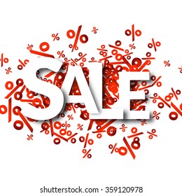 Vector abstract background with percents and SALE word. Percentage concept illustration. Hot sale banner on white