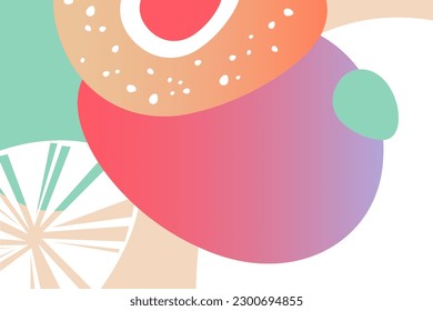 Vector Abstract Background, perfect for background design, orange, red, beige, purple, green, organic shapes, gradients, summer, illustration for your graphic design projects