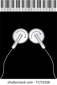 vector abstract background with piano and headphones