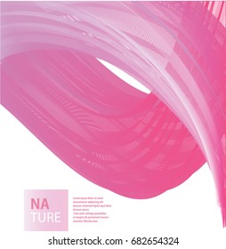 Vector abstract background with pink waves and 3d elements