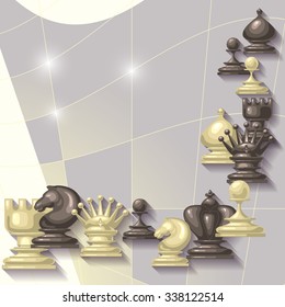 Vector  abstract  background with  place for your text. Chess Figures design.