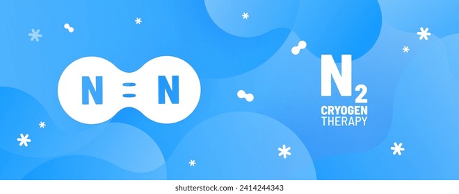 Vector abstract background for precision cryoablation procedures. Liquid nitrogen cooling for cryogenic treatment. Cryosurgery illustration with simple nitrogen molecule.