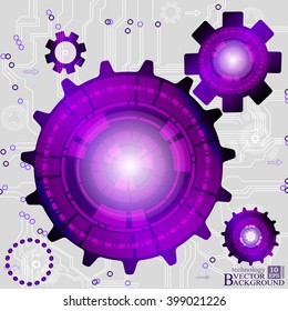 Vector abstract background with purple cogwheels
