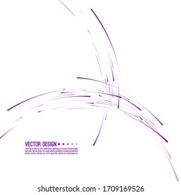 Vector abstract background with purple curved stripes. Illustration of chaotic motion.