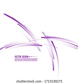 Vector abstract background with purple curved stripes. Illustration of chaotic motion.