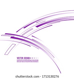 Fondo abstracto vectorial con rayas curvadas violetas. Ilustración del movimiento caótico.