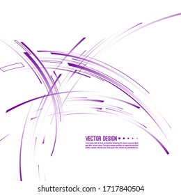 Abstrakter Hintergrund der Vektorillustration mit violett gebogenen Streifen. Illustration chaotischer Bewegung.