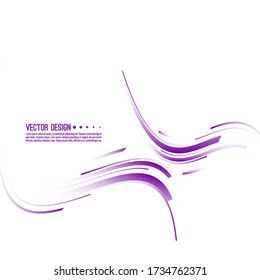 Vector abstract background with purple curved stripes. Illustration of chaotic motion.