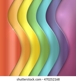 Vector abstract background with rainbow curve lines