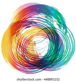 Vector abstract background. Rainbow grungy circles. Grunge Brush effect.
Element for your design.