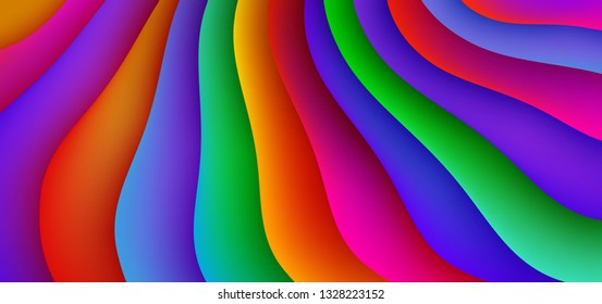 Vector abstract background with rainbow wave motion colorful flow. Modern style presentation template, commercial poster layout, dynamic creative advertisement banner wallpaper