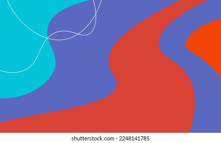 Vector Abstract Background Red and Blue Colors. Landscape Banner