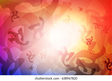 Vector abstract background in red and blue color. Magic tribal rune, savage symbols, signs dancing around.  Poster, banner, print ,advertisement design element.
