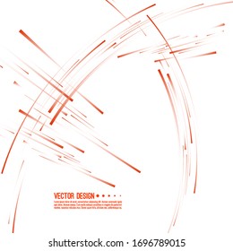 Vector abstract background with red curved stripes. Illustration of chaotic motion.