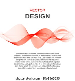 Vector abstract background. Red horizontal wave on white background.