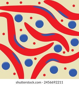 Vector abstract background with red lines complemented by a blue element on a solid color background. Line, background, abstract, line, red, shape, substance.