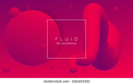 Vector abstract background. Red and pink gradient fluid shapes illustration. 