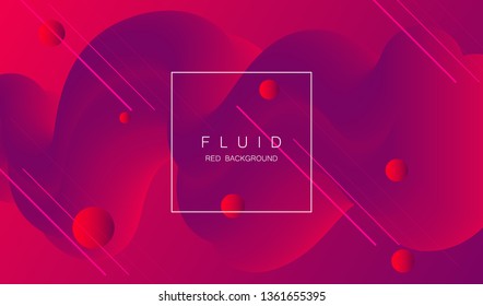 Vector abstract background. Red and pink gradient fluid shapes illustration. 