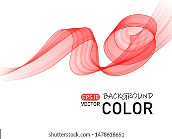 Vector abstract background. Red swirling wave on white background