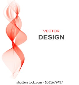 Vector abstract background. Red translucent wave on white background