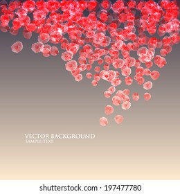 Vector abstract background red watercolor stains. Imitation cherry blossom
