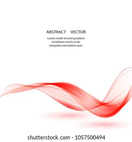 Vector abstract background. Red wave on white background, place for text.