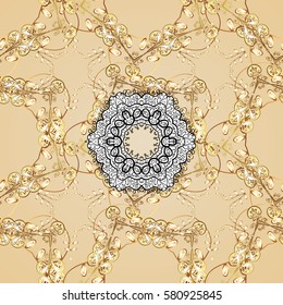 Vector abstract background with repeating elements on neutral background. Vector illustration. Seamless oriental classic golden pattern.