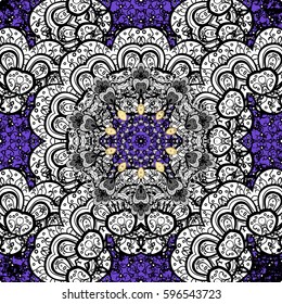 Vector abstract background with repeating elements. Violet on background. Oriental classic white pattern.